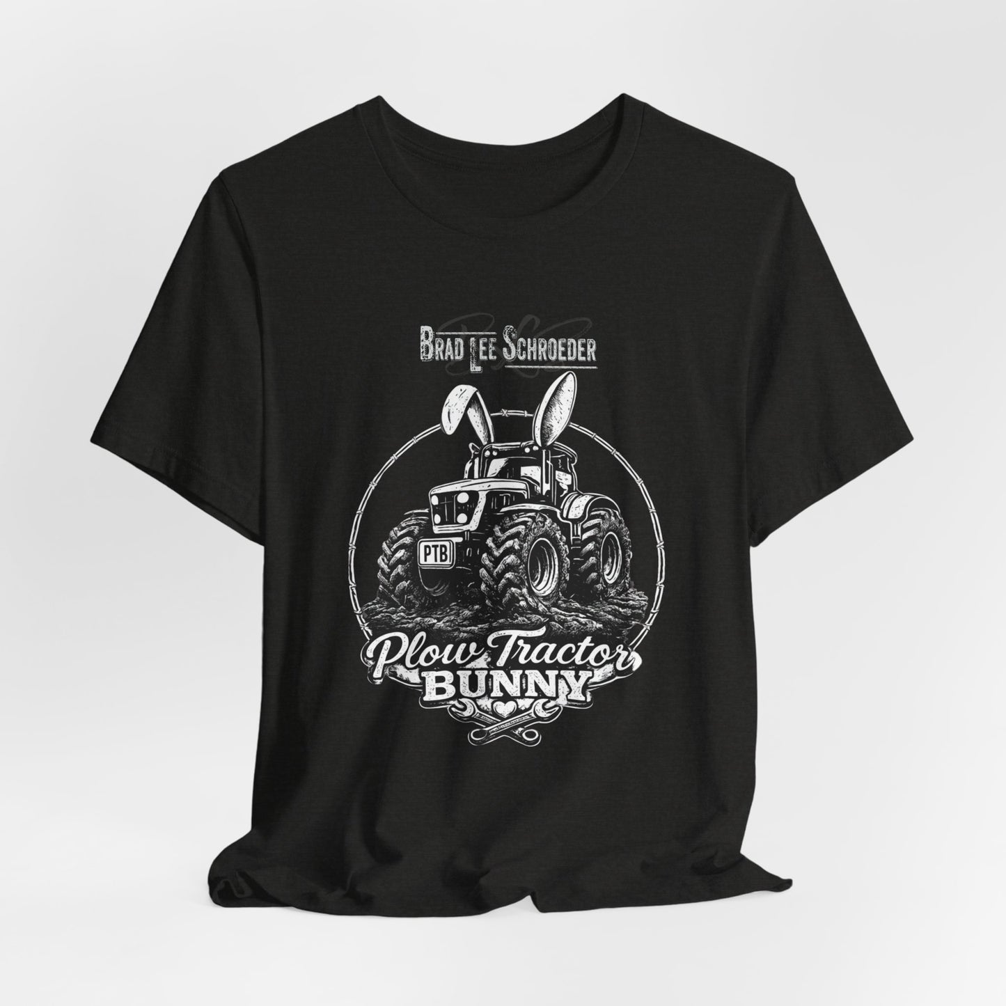 Plow Tractor Bunny Graphic Tee — Rustic Farm Tractor Vintage Shirt