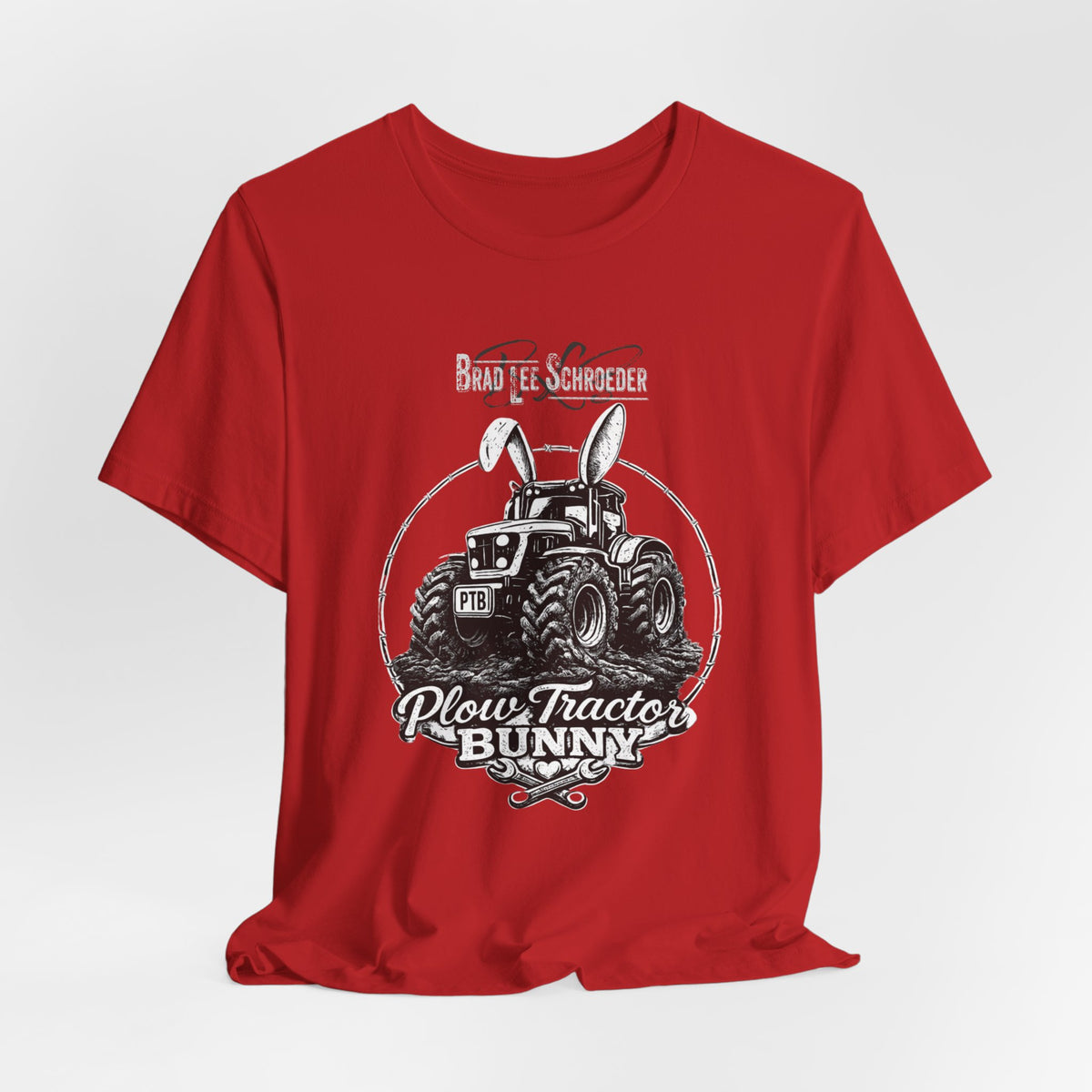 Plow Tractor Bunny Graphic Tee — Rustic Farm Tractor Vintage Shirt