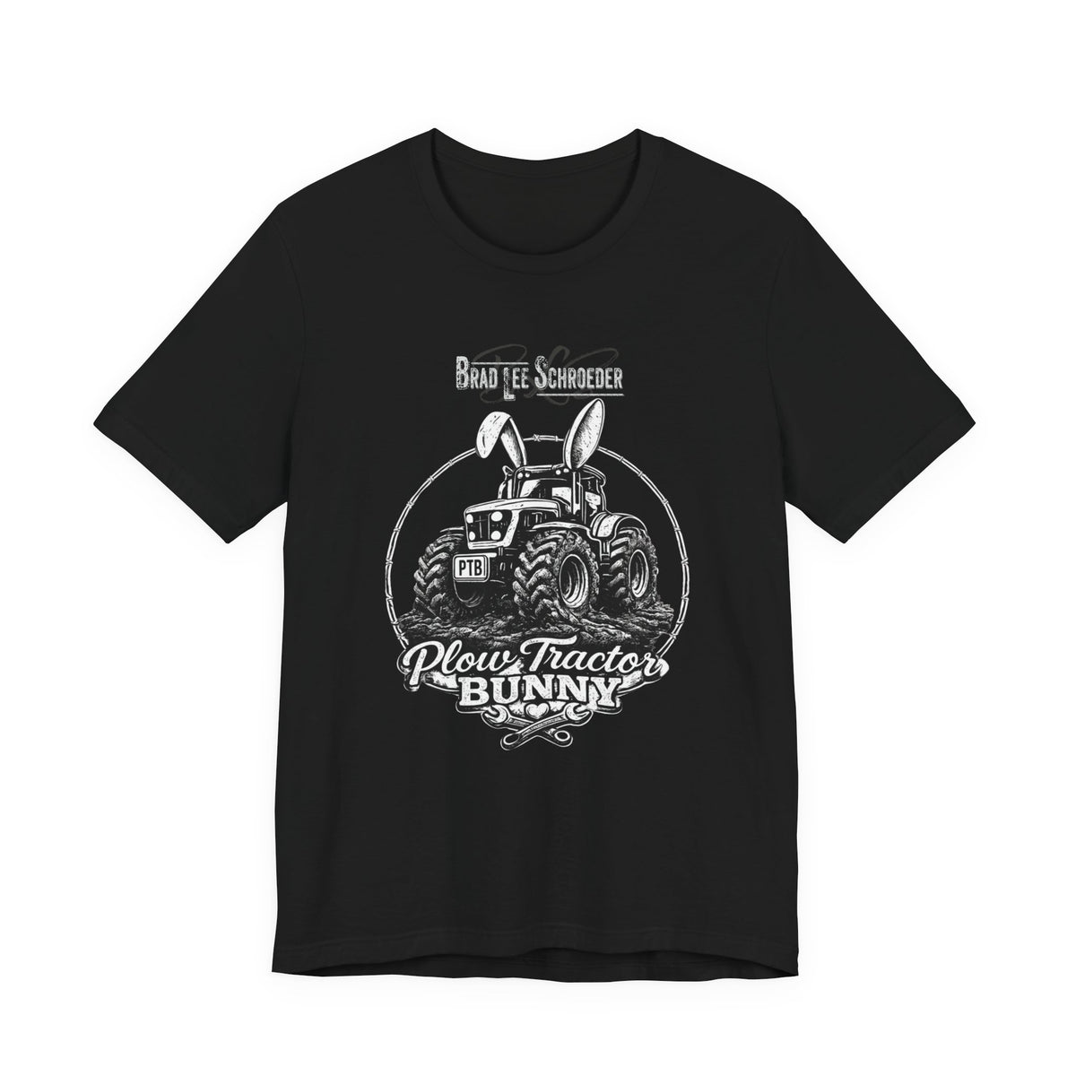 Plow Tractor Bunny Graphic Tee — Rustic Farm Tractor Vintage Shirt