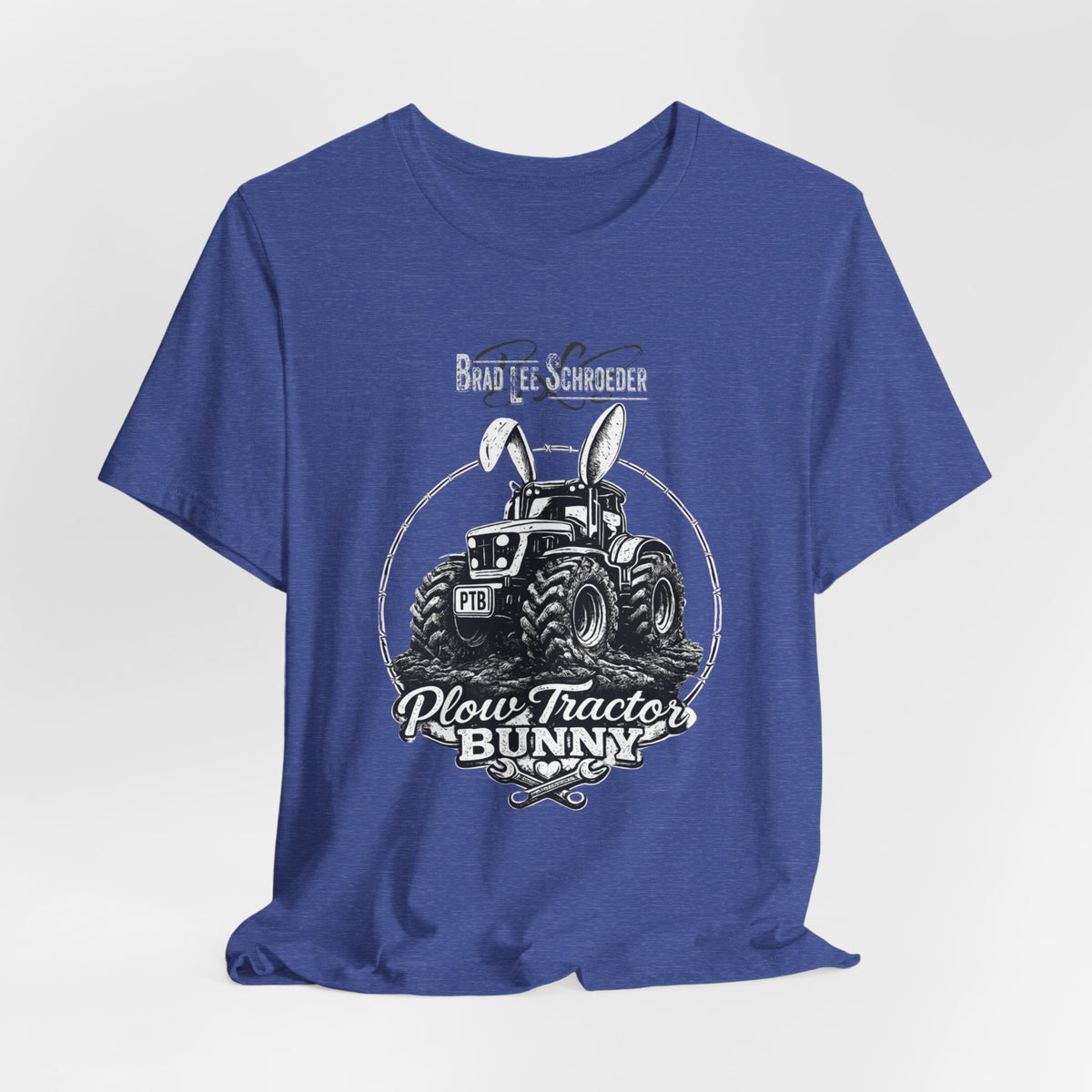 Plow Tractor Bunny Graphic Tee — Rustic Farm Tractor Vintage Shirt