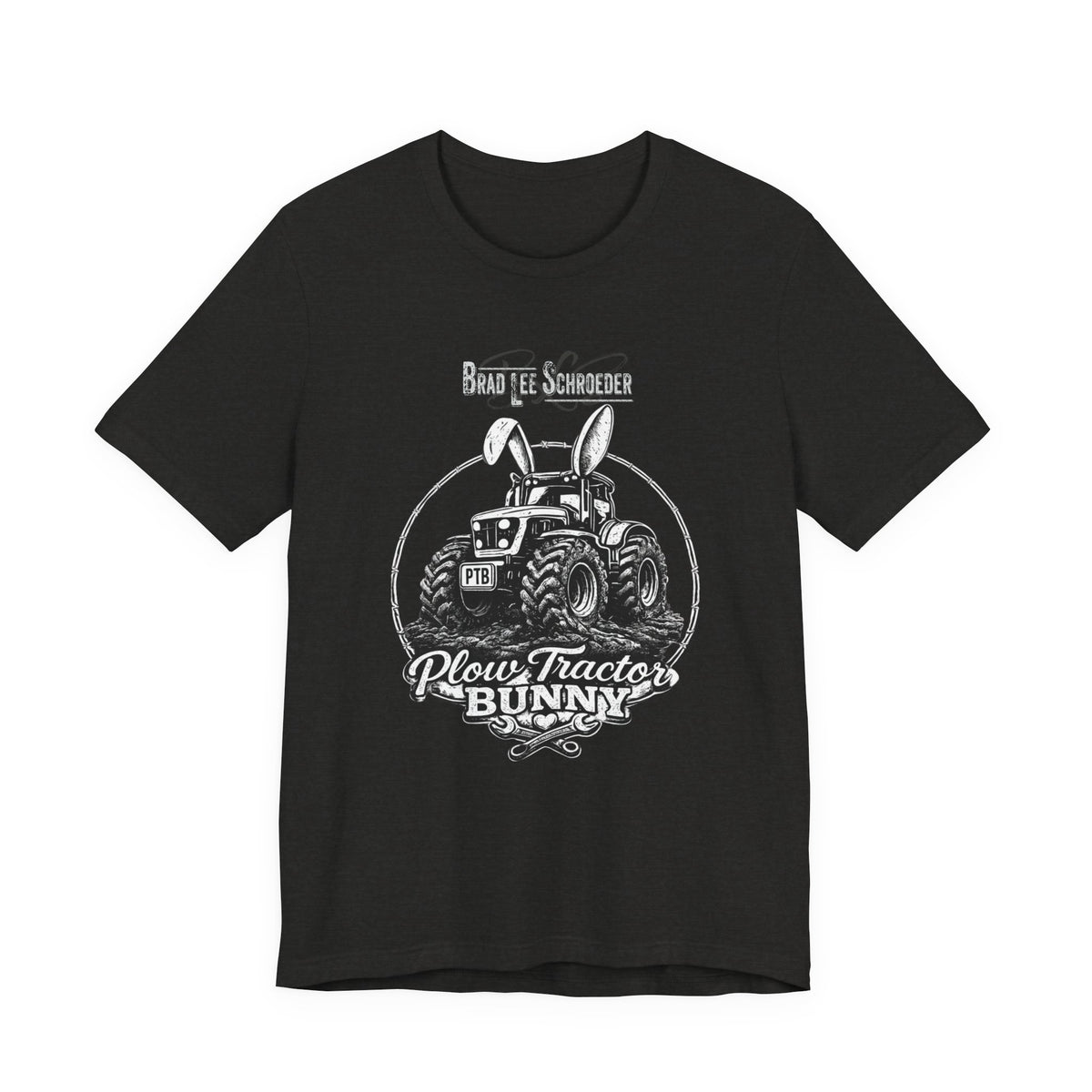 Plow Tractor Bunny Graphic Tee — Rustic Farm Tractor Vintage Shirt