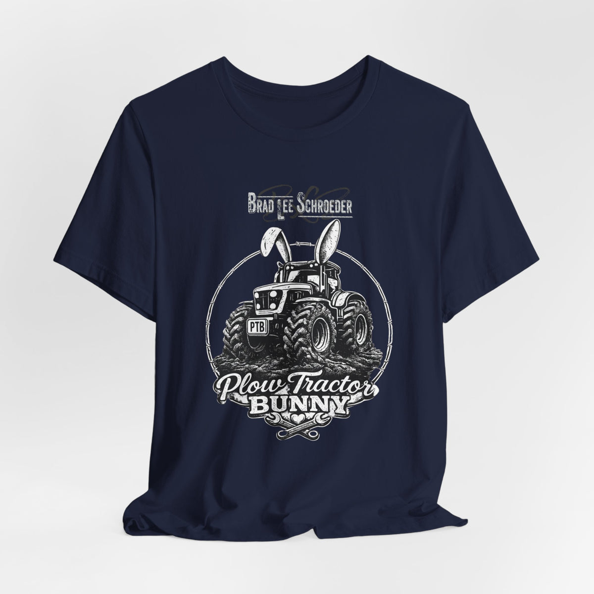 Plow Tractor Bunny Graphic Tee — Rustic Farm Tractor Vintage Shirt
