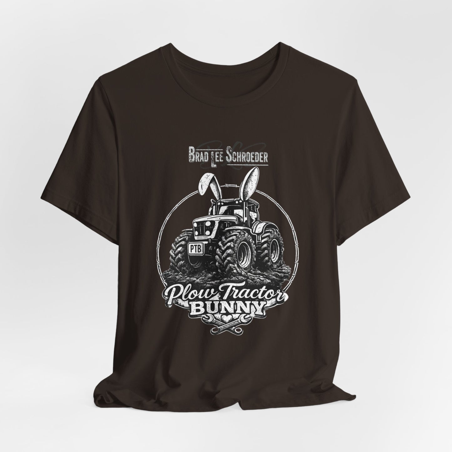 Plow Tractor Bunny Graphic Tee — Rustic Farm Tractor Vintage Shirt