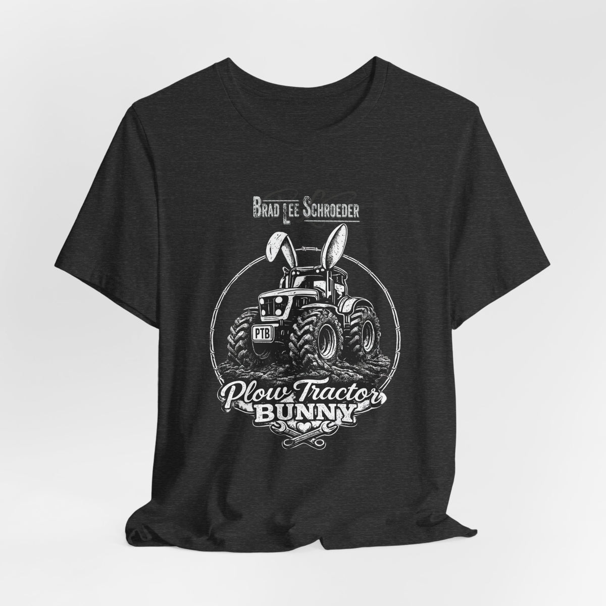Plow Tractor Bunny Graphic Tee — Rustic Farm Tractor Vintage Shirt